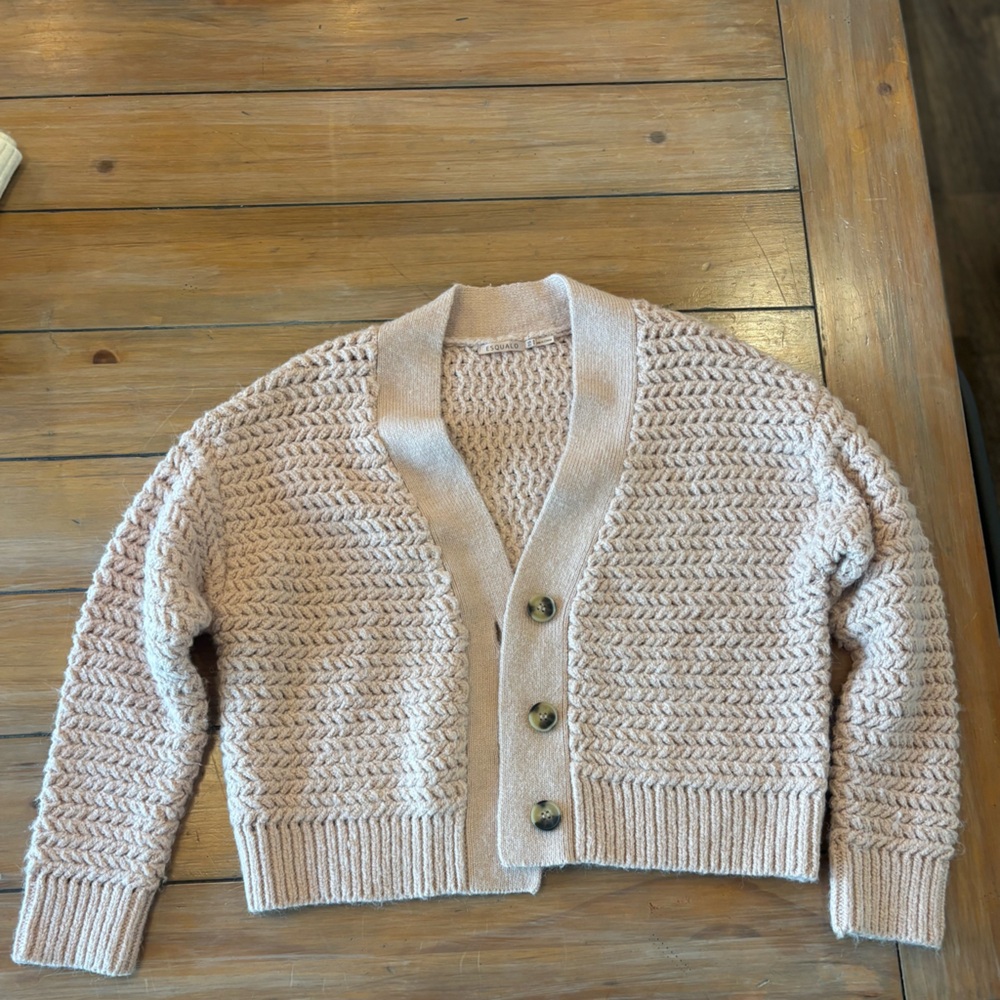 ESQUALO Blush Pink Chunky Knit Button Cardigan
